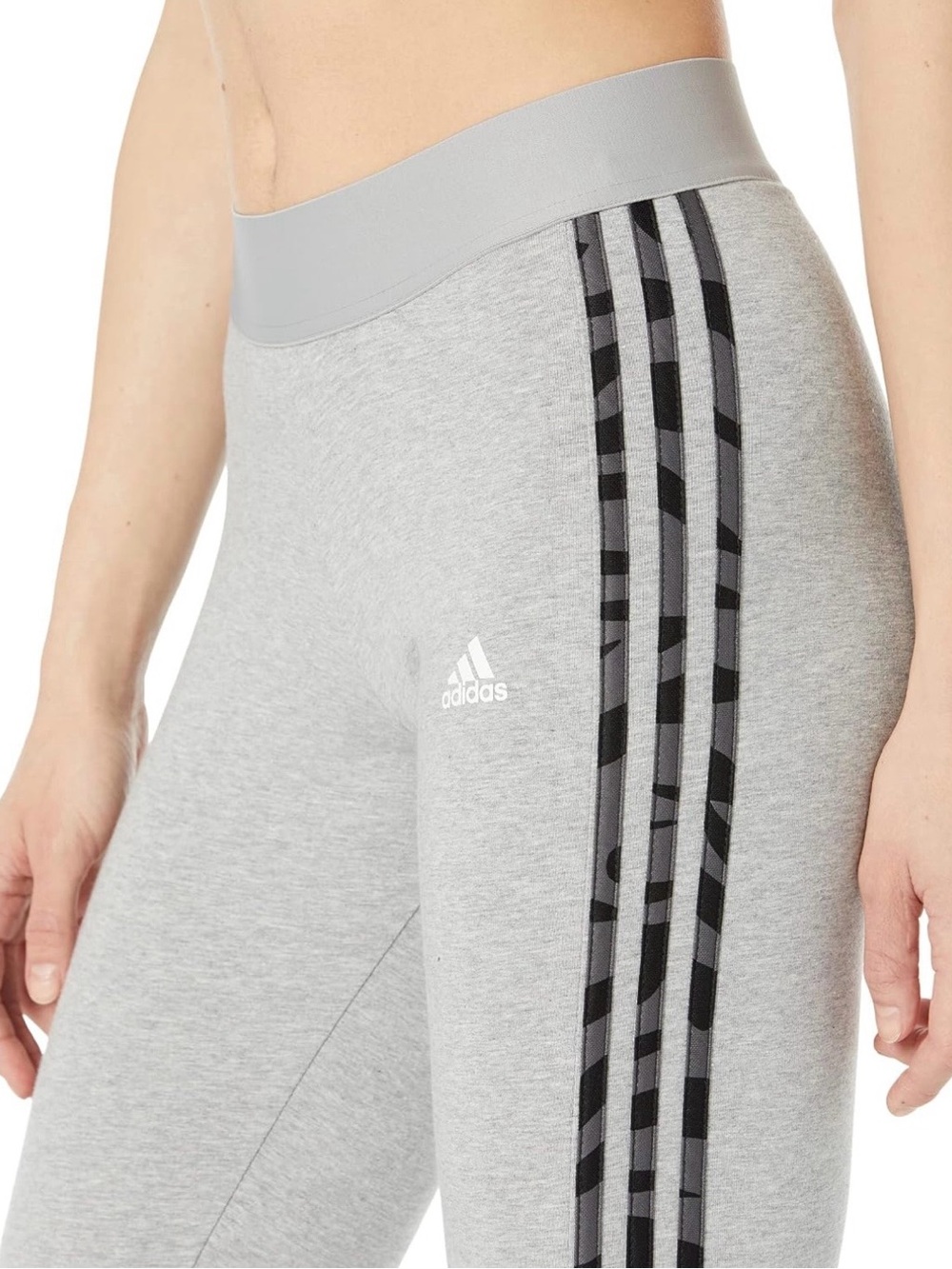 Adidas Gray Leggings with camouflage Three-Stripe Detail